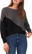 Vince Camuto Asymmetric Colorblock Cotton Blend Sweater