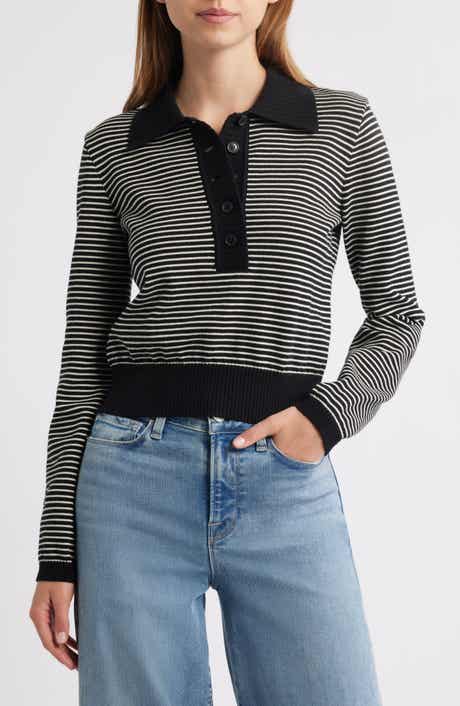 FRAME The Graduate Stripe Cotton Polo Sweater