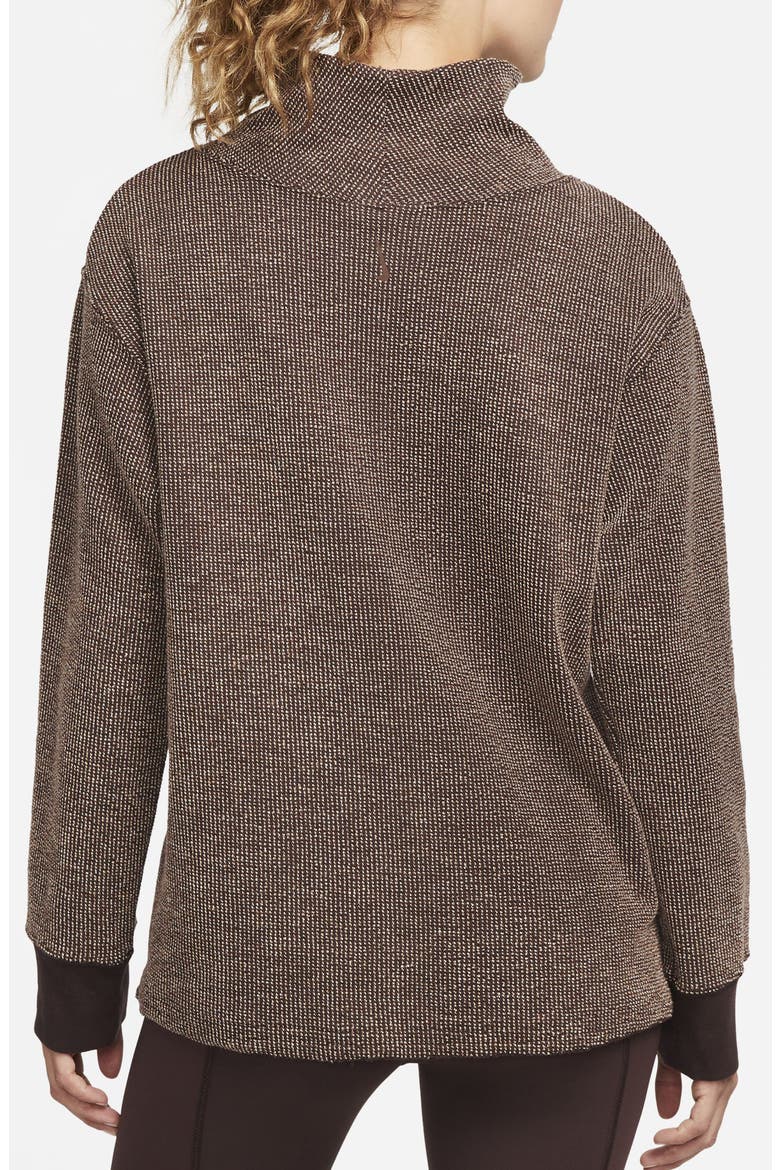 Yoga Luxe Texture Cowl Neck Pullover, Alternate, color, BROWN BASALT/ CREAM II/ LT CHO
