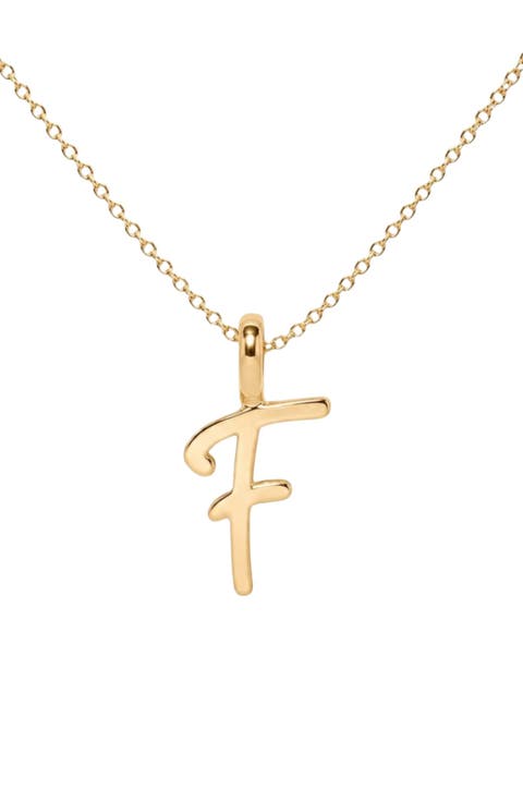 Script Initial Charm Necklace