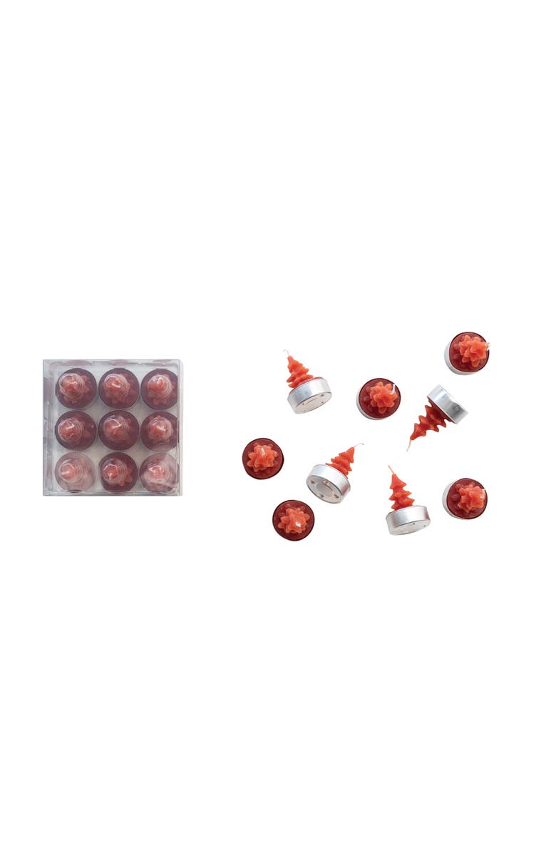 Storied Home Unscented Tree Tea lights, Set of 9, Main, color, Holly Berry