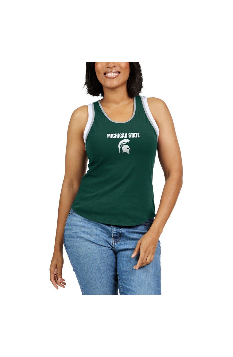 WEAR by Erin Andrews Women's WEAR by Erin Andrews Green Michigan State Spartans Open Hole Razorback Tank Top, Alternate, color, Green