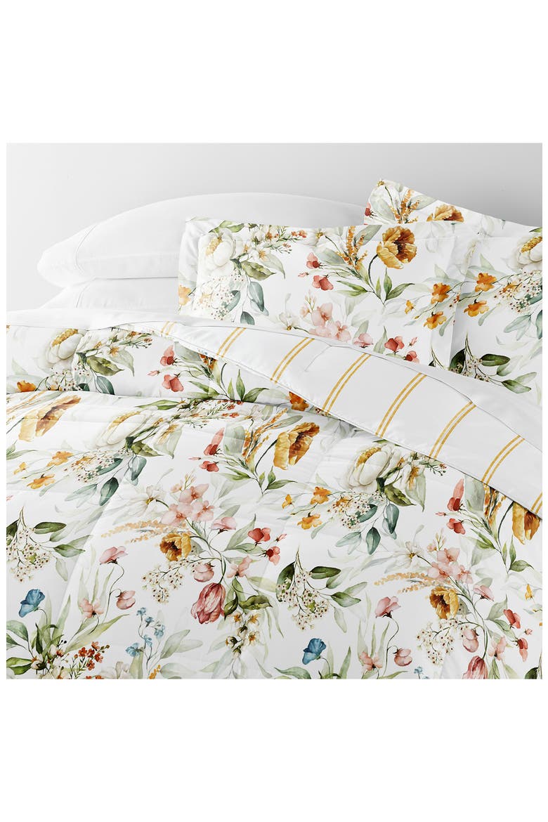 Floral Print 3-Piece Comforter Set, Alternate, color, CLAY
