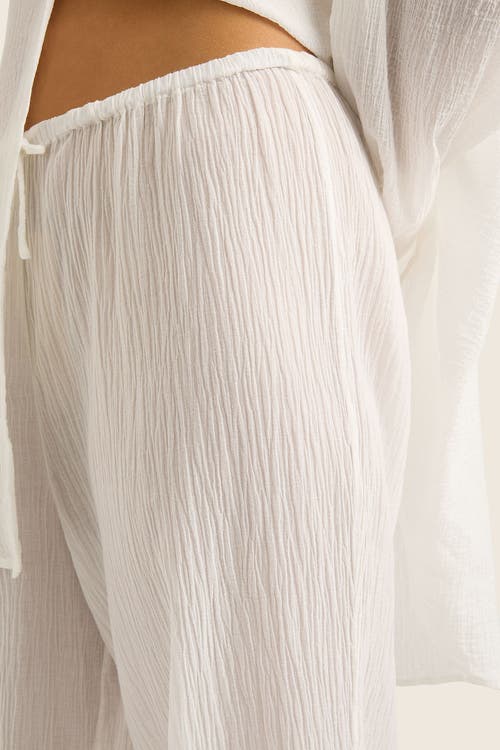 Hope And May Soli Cotton Wide Leg Drawstring Pant In White