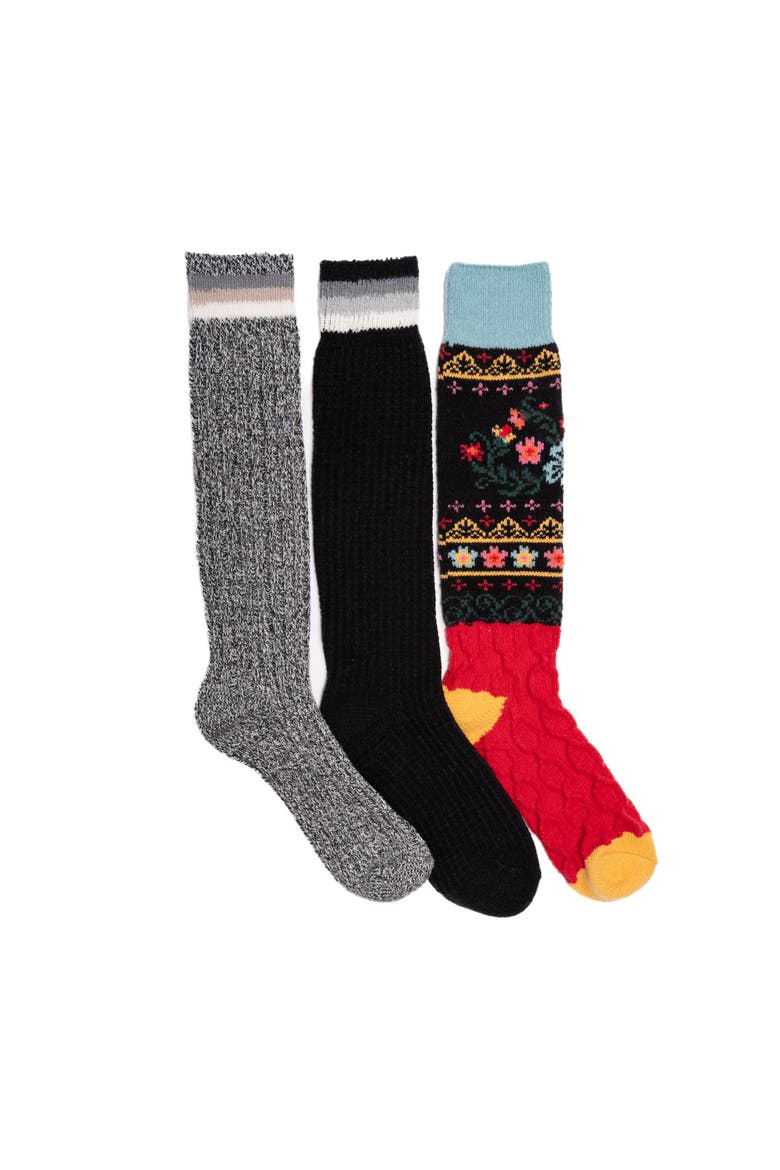 Women's 3 Pair Pack Microfiber Novelty Boot Socks, Main, color, Black