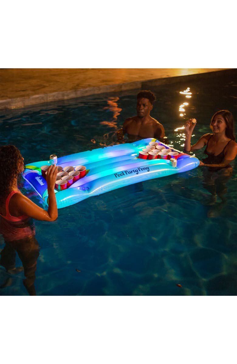 POOLCANDY Pool Party Pong LED Raft, Alternate, color, White