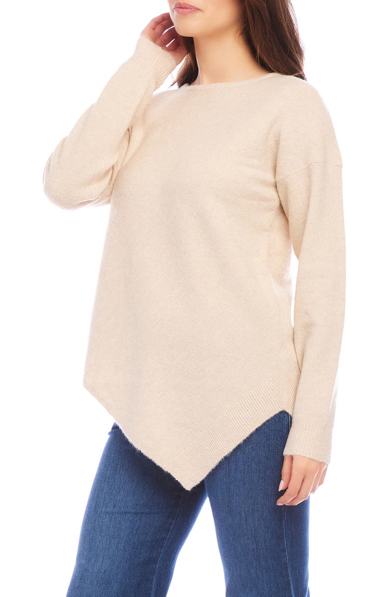 Karen Kane Asymmetric Hem Sweater, Alternate, color, Sand