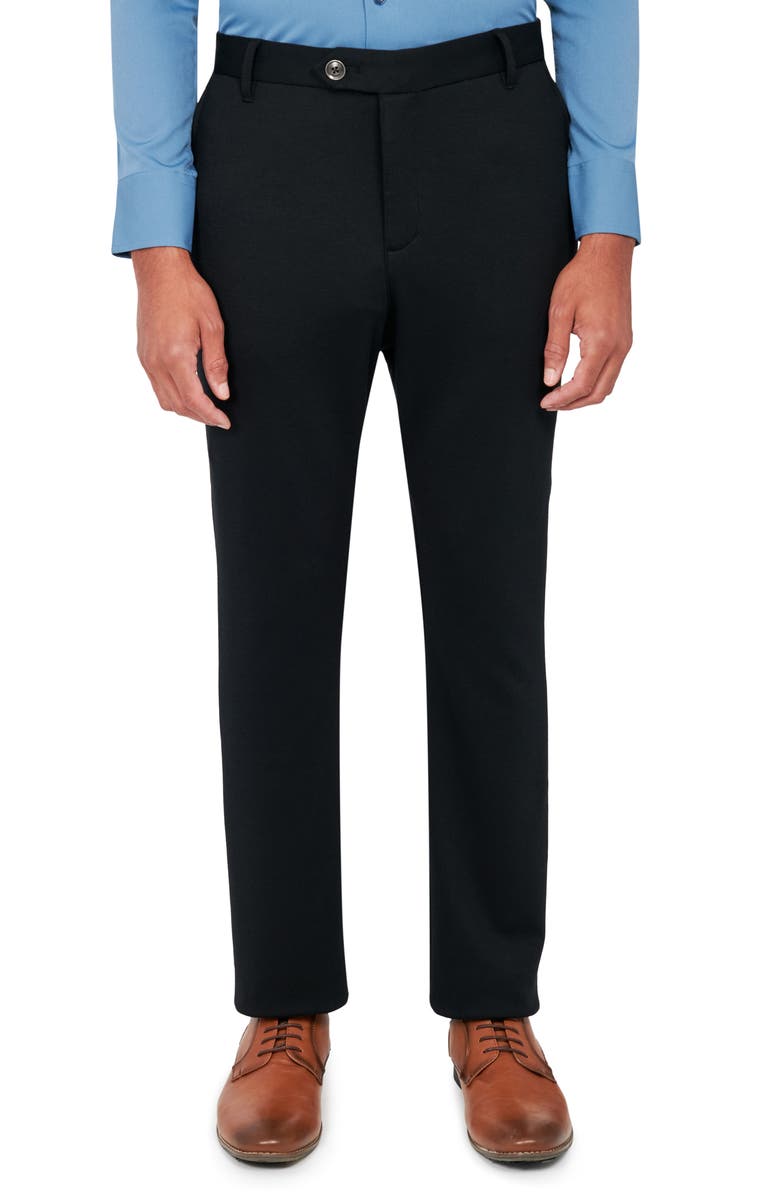Brooklyn Brigade Slim Fit Straight Leg Performance Knit Dress Pants, Main, color, Jet Black