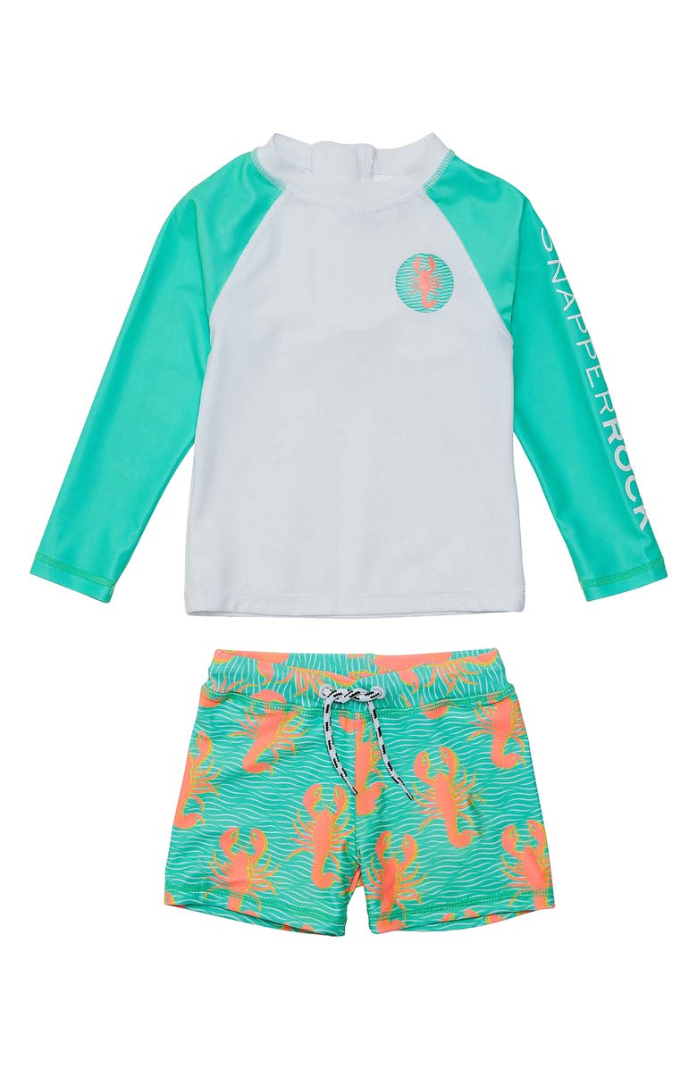 Snapper Rock Ocean Clawed Two-Piece Rashguard Swimsuit, Main, color, Mint