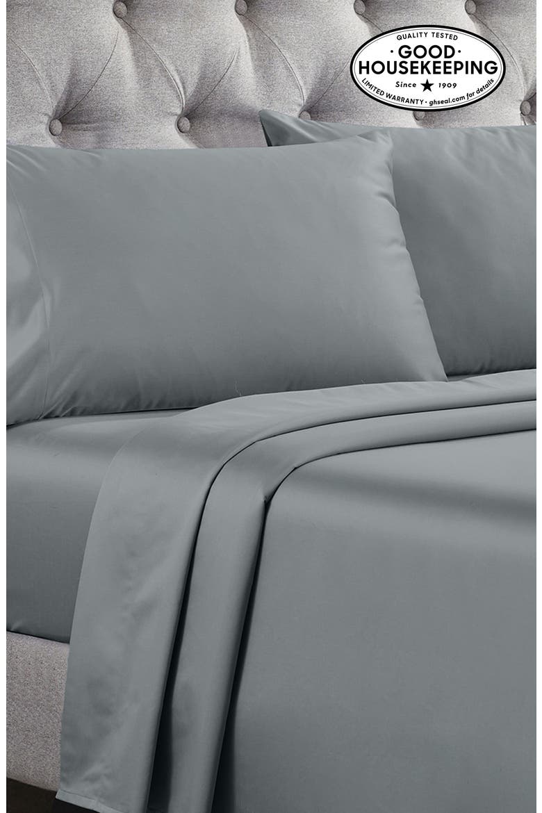Signature Comfort 100% Egyptian Cotton Soft Sateen Sheet Set, Alternate, color, Grey