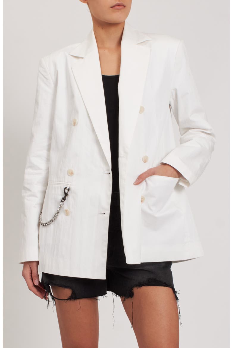 Brooklyn Chain Double Breasted Blazer, Main, color, BRIGHT WHITE