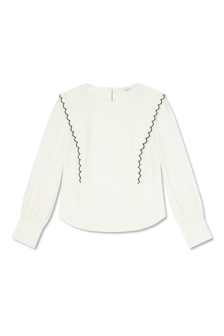 Isabella Scallop Trim Shirt, Alternate, color, ECRU