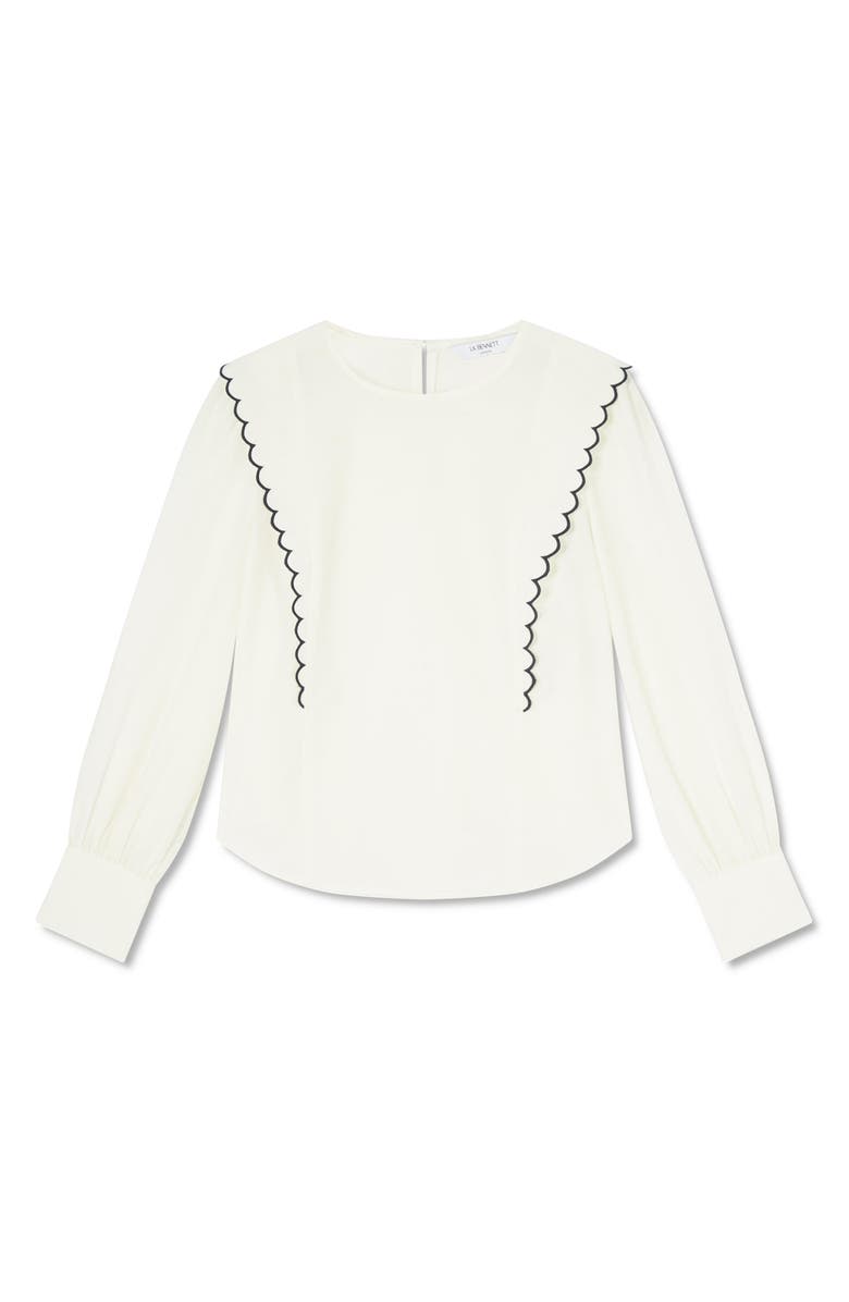 LK Bennett Isabella Scallop Trim Shirt, Alternate, color, Ecru