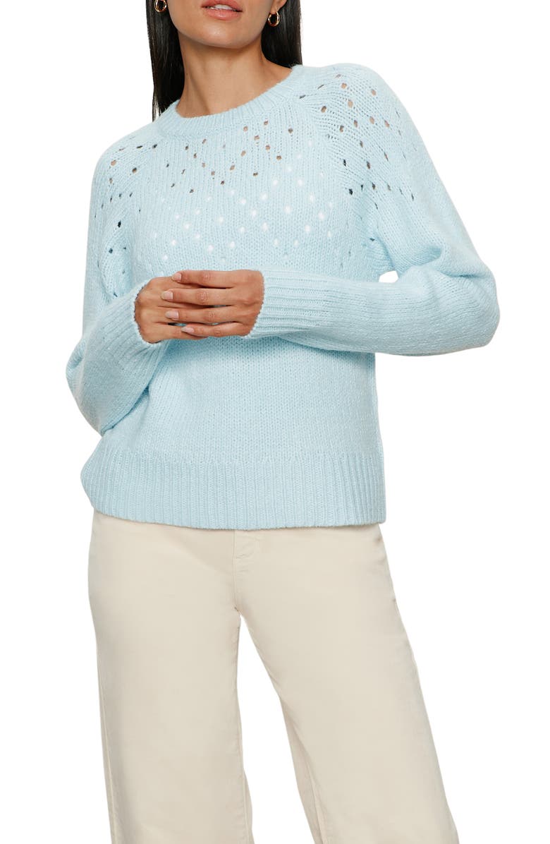 Sanctuary Femme Openwork Sweater, Alternate, color, Aquamarine