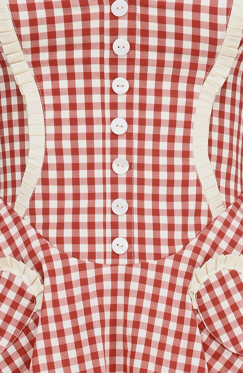 HOUSE OF CB Heidi Fit & Flare Gingham Halter Minidress, Alternate, color, Gingham Savvy Red White Smoke