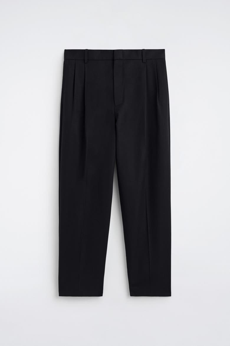 Pleated Relaxed-Fit Tapered Pants, Alternate, color, CHARCOAL