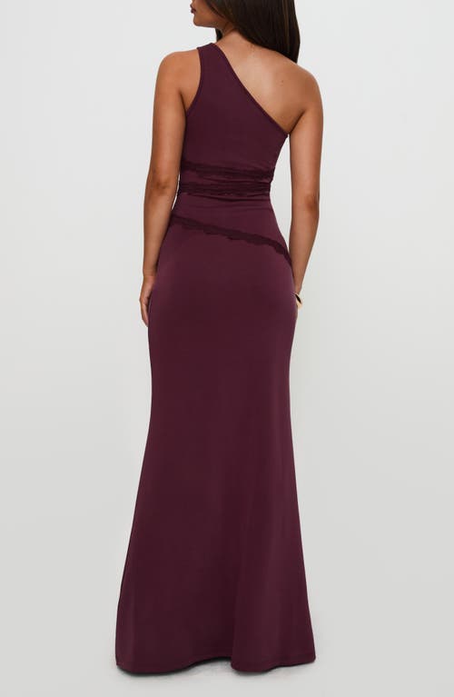 PRINCESS POLLY PRINCESS POLLY ULTRAVIOLET LACE TRIM ONE-SHOULDER GOWN