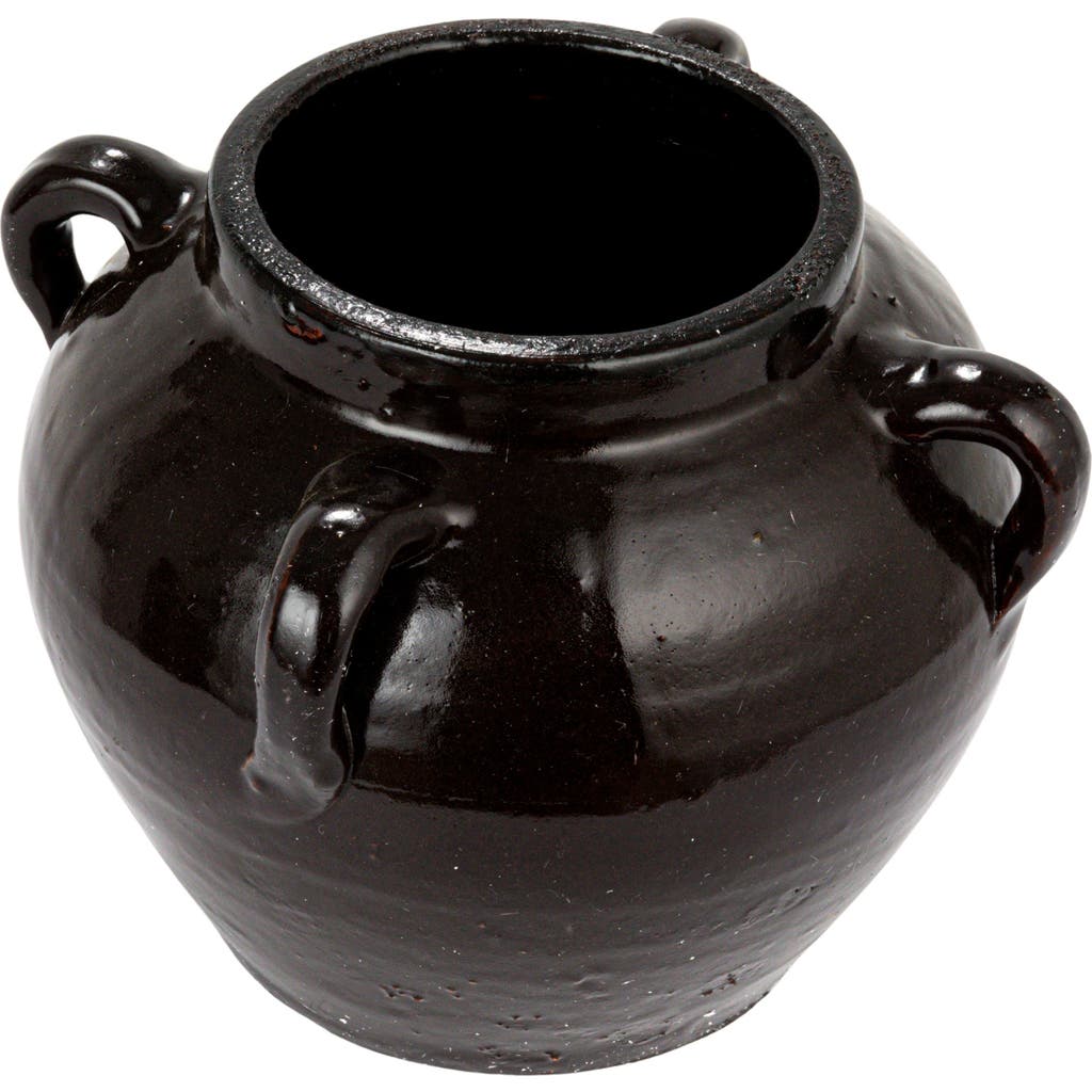 Storied Home Found Decorative Clay Jar, Distressed Espresso Color In Black