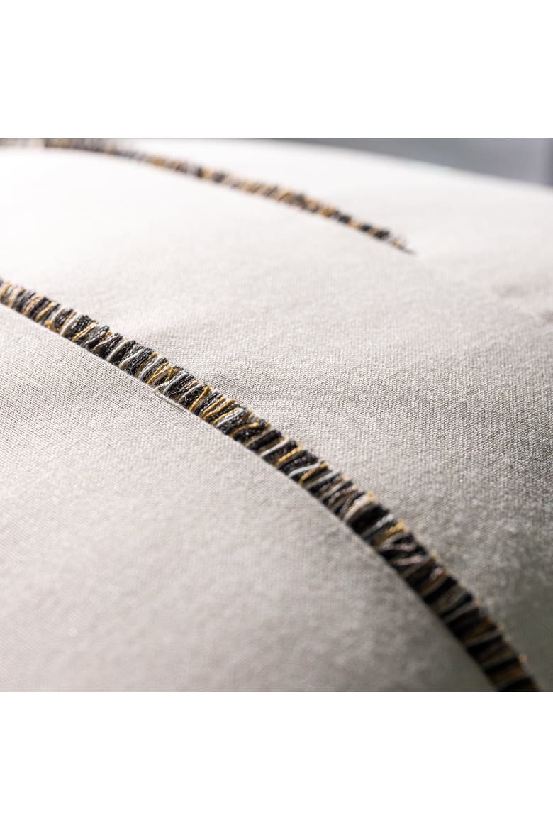 Micro Fringe Square Indoor & Outdoor Square Woven Accent Pillow with chenille accents, Alternate, color, Grigio