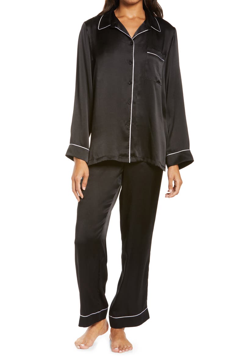 Silk Pajamas, Main, color, BLACK
