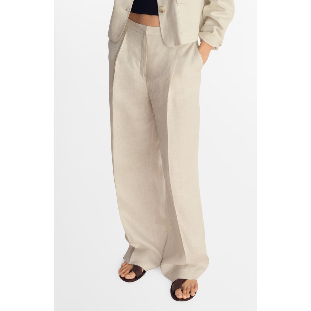 Mango Pleated Linen Pants