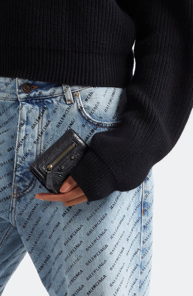 Balenciaga Le City Leather Card Case, Alternate, color, Black