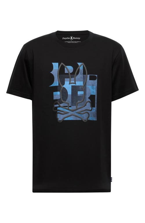 Psycho Bunny Zealand Graphic Applique Logo Tee In Black