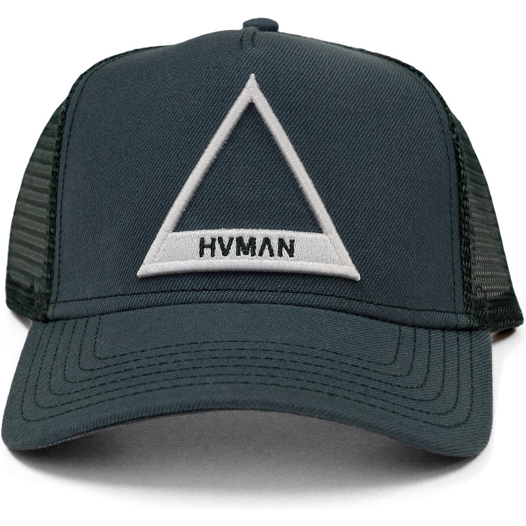 Hvman Triangle Logo Mesh Trucker Hat In Rain Forest