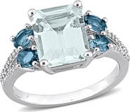 DELMAR Aquamarine, London Blue Topaz & Diamond Ring