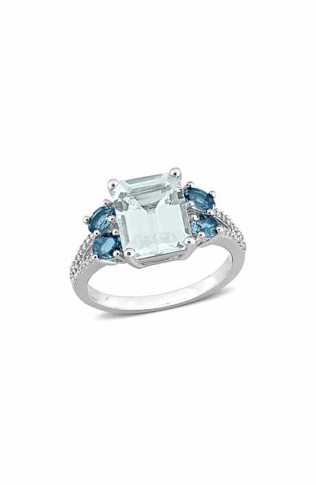 DELMAR Aquamarine, London Blue Topaz & Diamond Ring