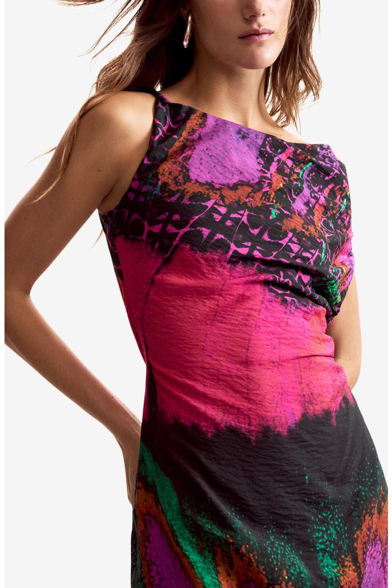 Asymmetric Minidress, Alternate, color, FUCHSIA