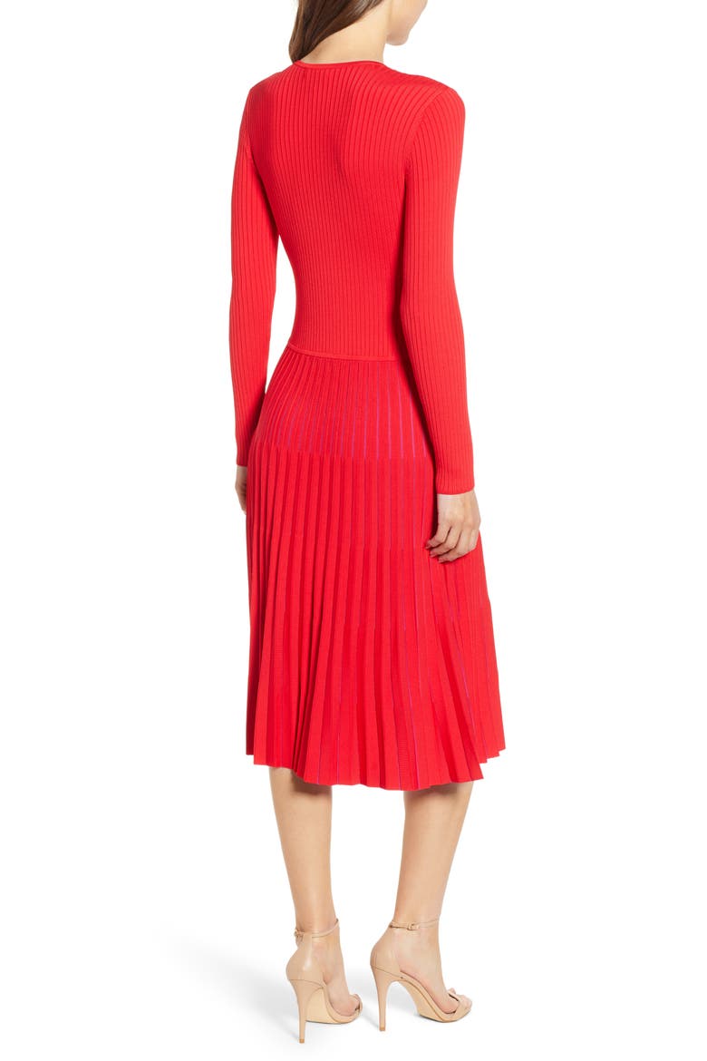 Accordion Sweater Dress, Alternate, color, RED LOLLIPOP COMBO