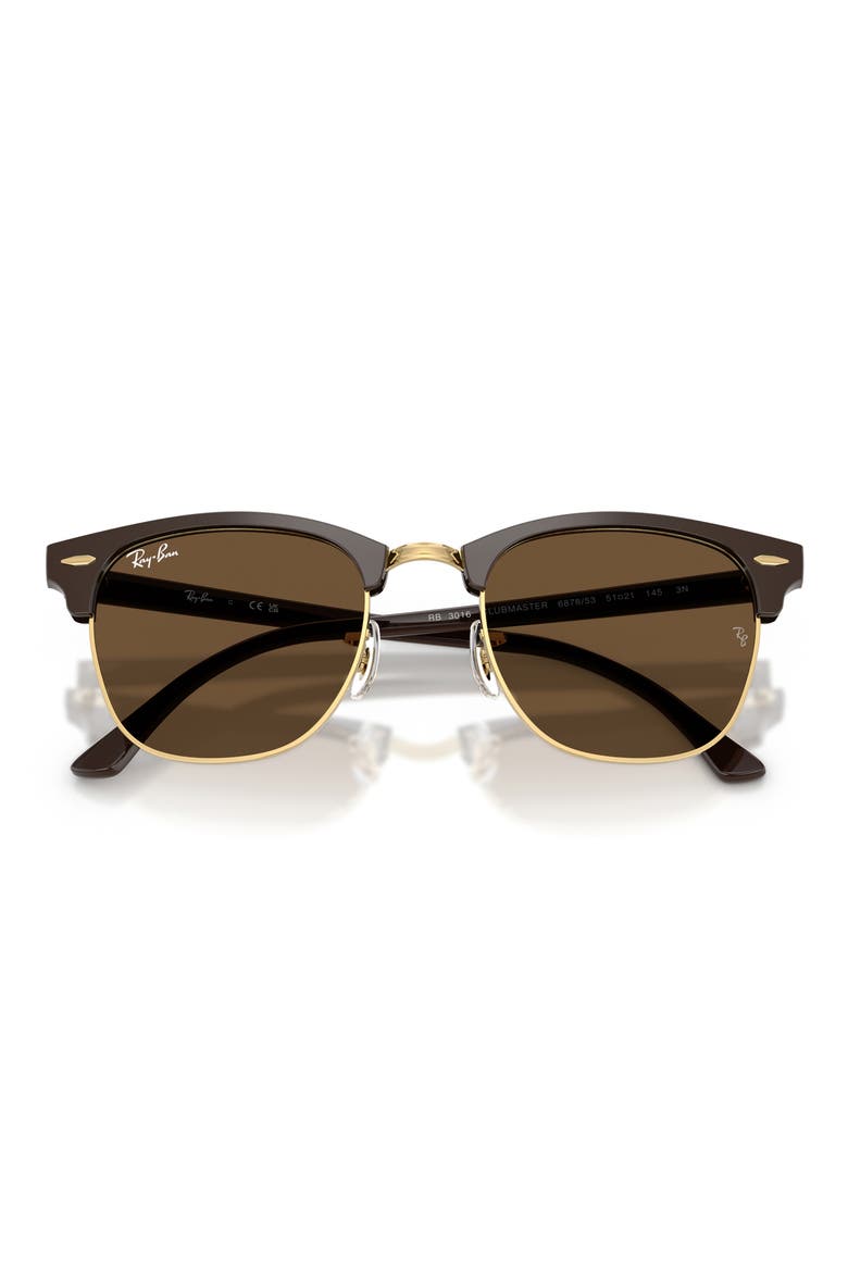 Clubmaster 51mm Square Sunglasses, Alternate, color, BROWN ON GOLD / DARK BROWN
