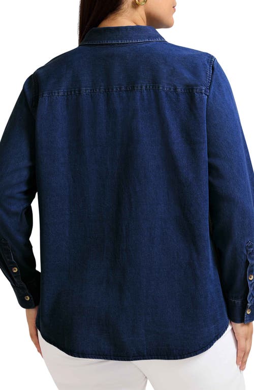 Foxcroft Margie Denim Button-up Shirt In Blue