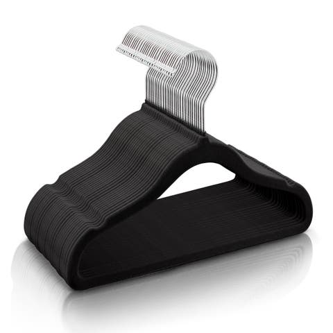 50 Piece Kids Non-Slip Velvet Cloths Hangers with Notched Shoulders