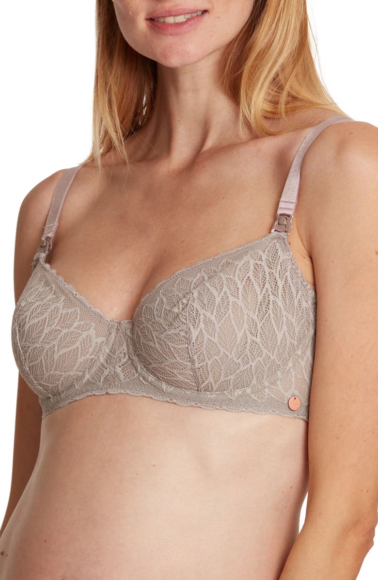 Cache Coeur Bliss Lace Maternity/Nursing Bra, Main, color, Taupe