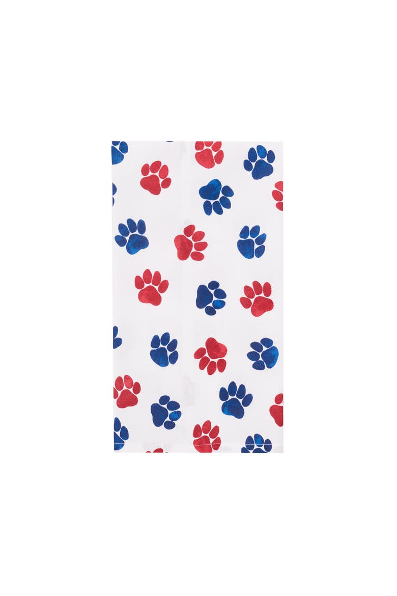 Patriotic Dog Paw Print 4th of July Kitchen Towel Dishtowel Decoration, Main, color, White