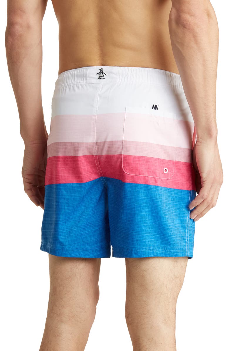 Original Penguin Recycled Polyester Blend Swim Trunks, Alternate, color, 
