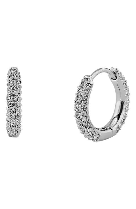 Pavé Cubic Zirconia Huggie Hoop Earrings