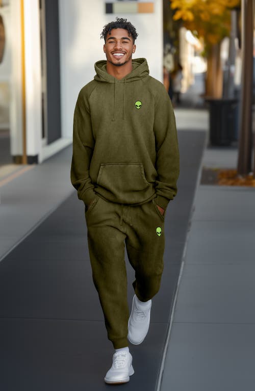 Dalix Alien Washed Sweatsuit In Olive