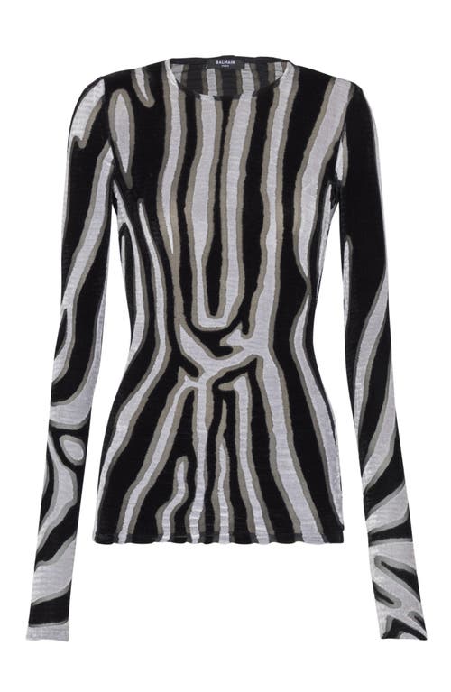 Balmain Zebra-print Velvet Bodycon Top In Black