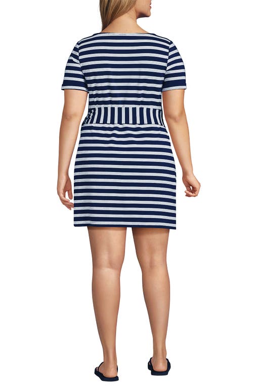 LANDS' END LANDS' END PLUS SIZE SHORT SLEEVE COTTON MODAL WRAP MINI DRESS 