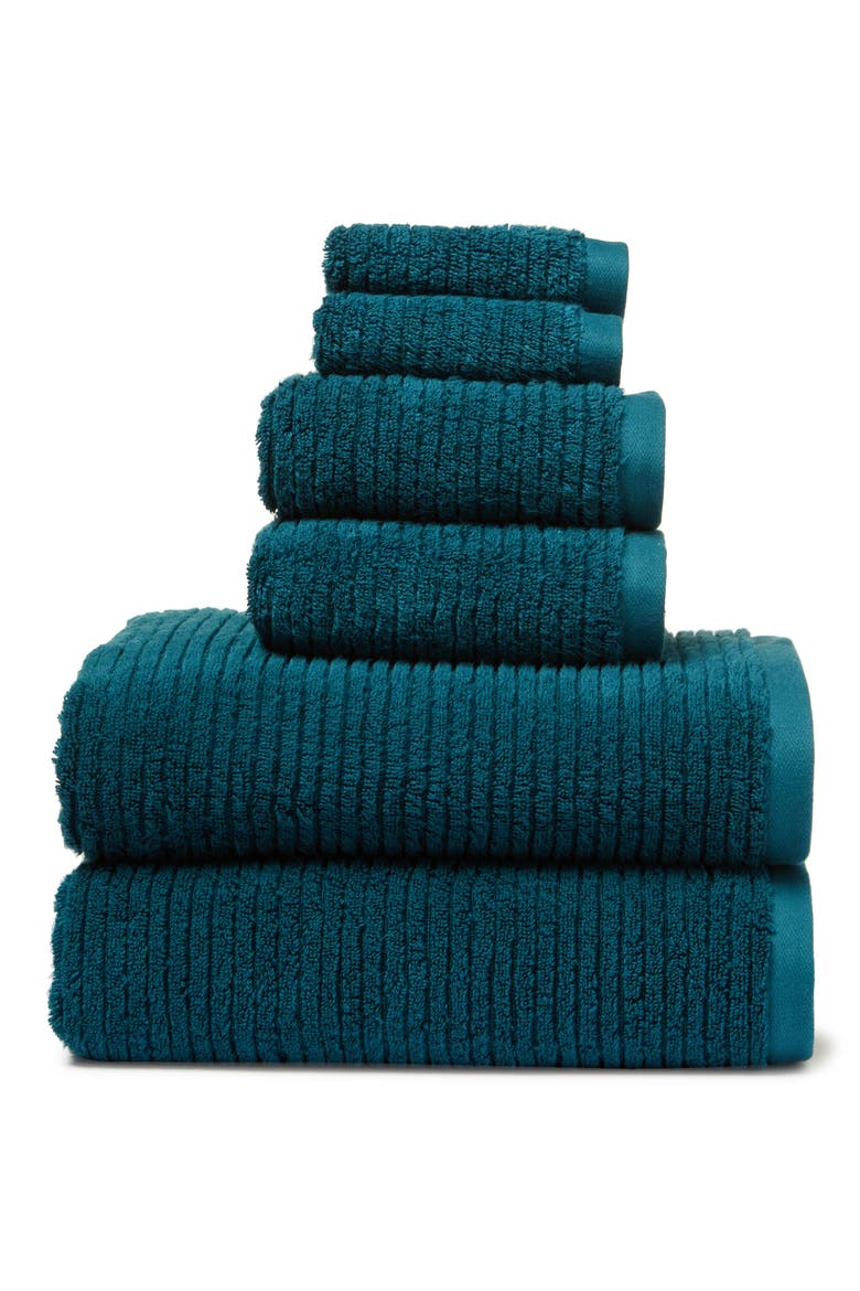 6-Piece Hydro Organic Cotton Blend Bath Towel, Hand Towel & Washcloth Set, Main, color, TEAL SEAGATE