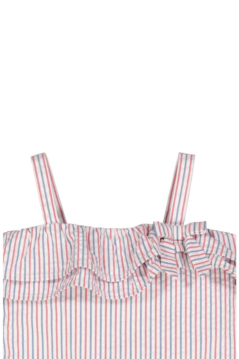 Baby Girls' Ruffle Edge Romper, Infant, Alternate, color, Red and Blue Seersucker