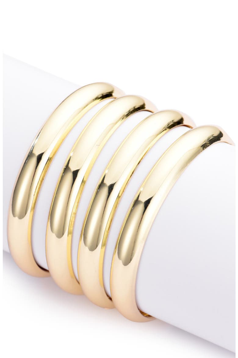Set of 4 Domed Bangle Bracelets, Main, color, GOLD