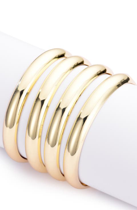 Set of 4 Domed Bangle Bracelets