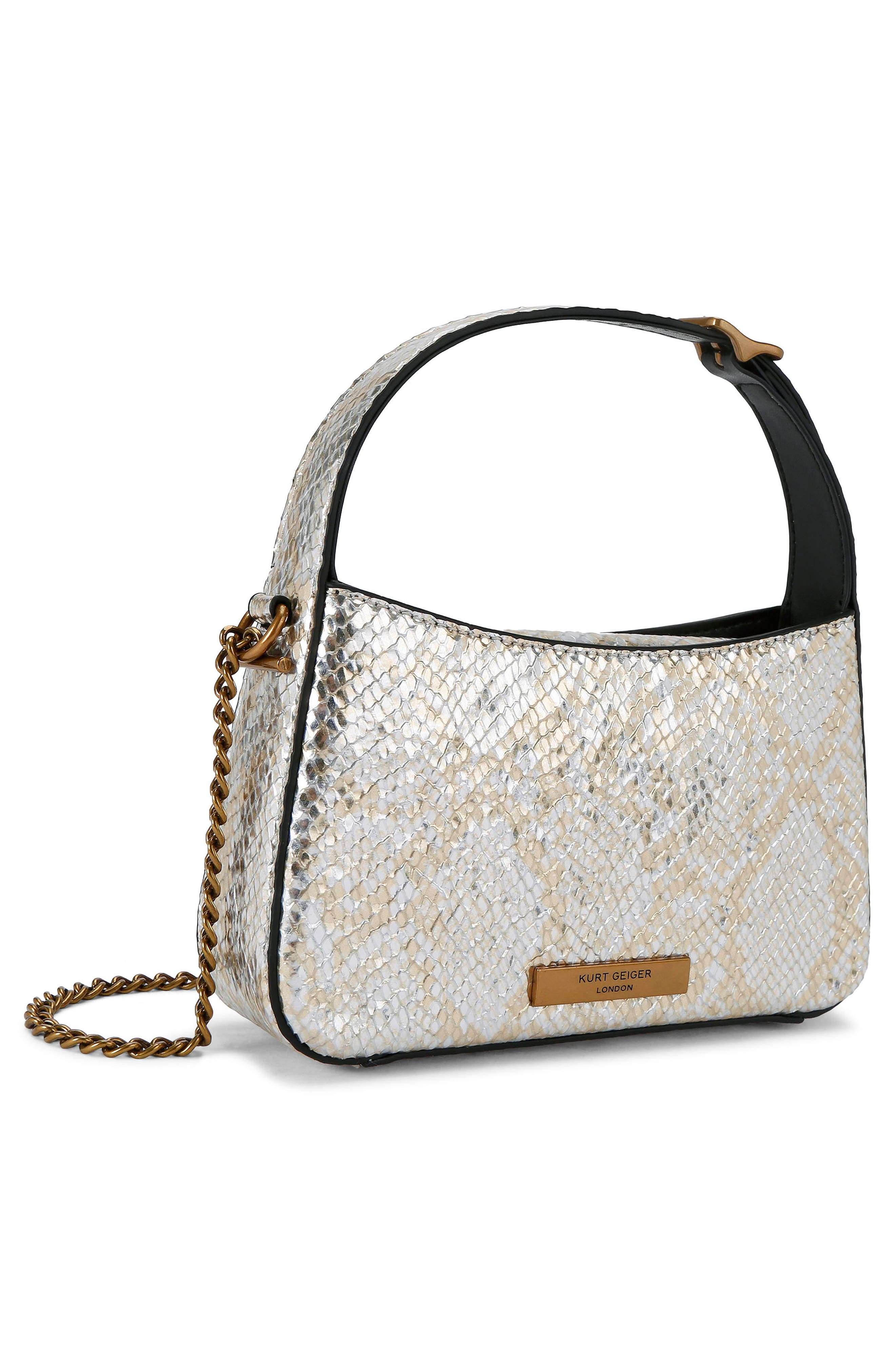 Kurt Geiger London Mini Bond Embossed Recycled Leather Top Handle Bag, Alternate, color, 