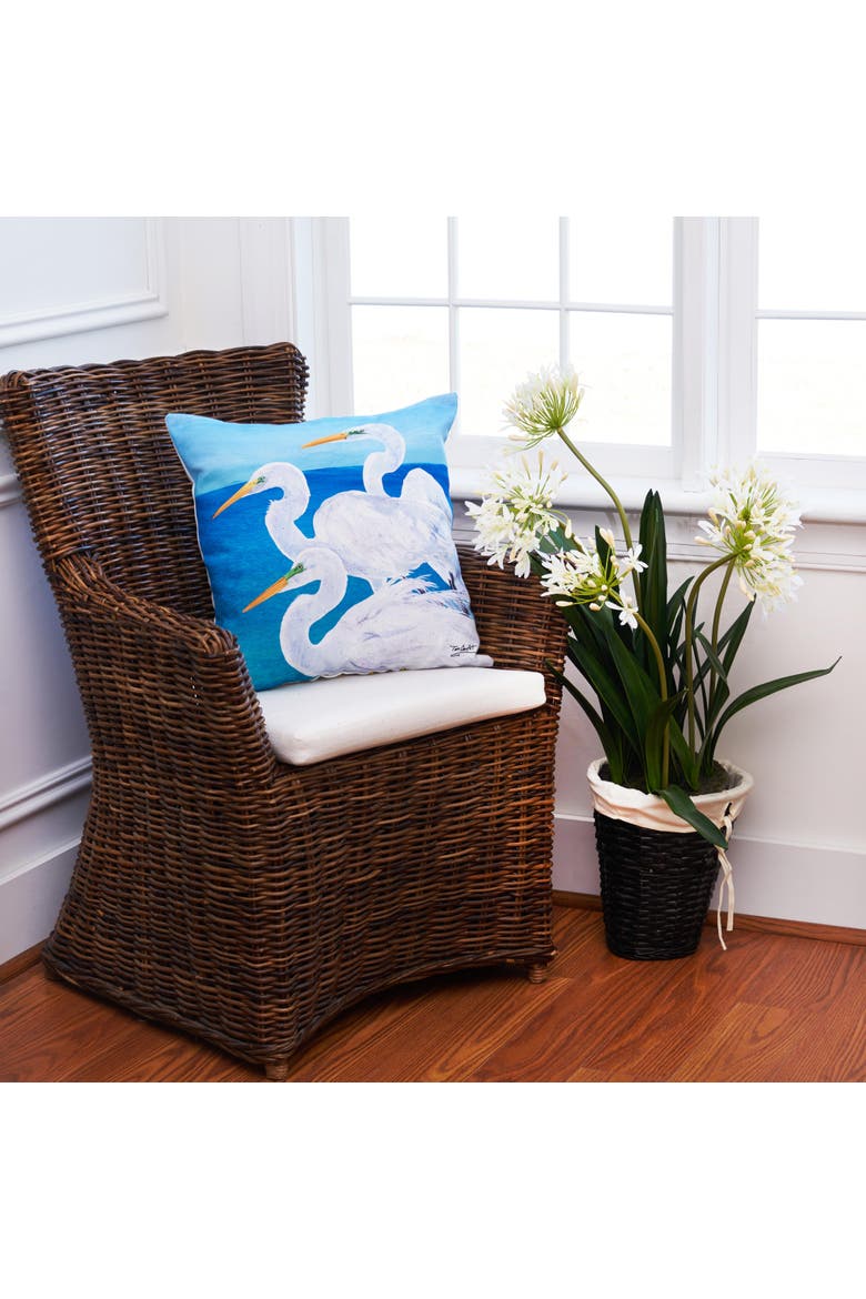 Egret Trio Throw Indoor/Outdoor Accent Throw Pillow 18" x 18", Alternate, color, Blue