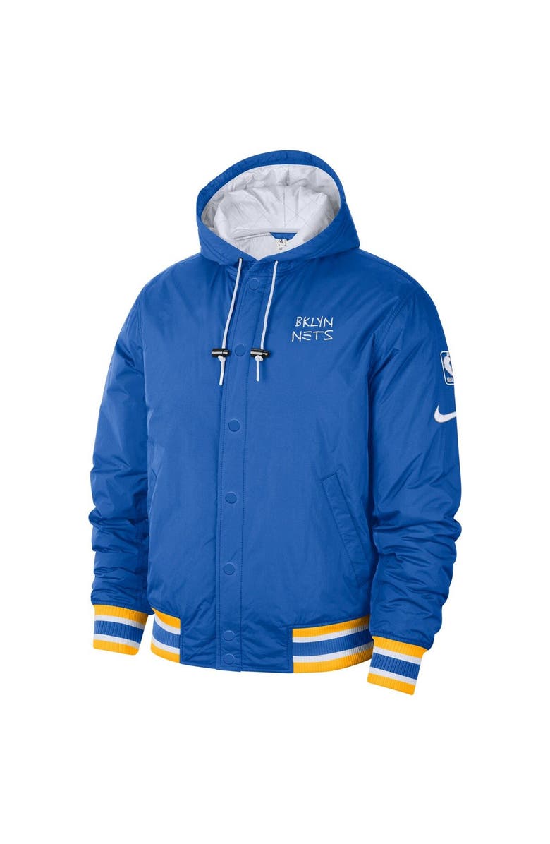 Nike Men's Nike Royal/White Brooklyn Nets 2022/23 City Edition Courtside Bomber Full-Zip Hoodie Jacket, Alternate, color, 