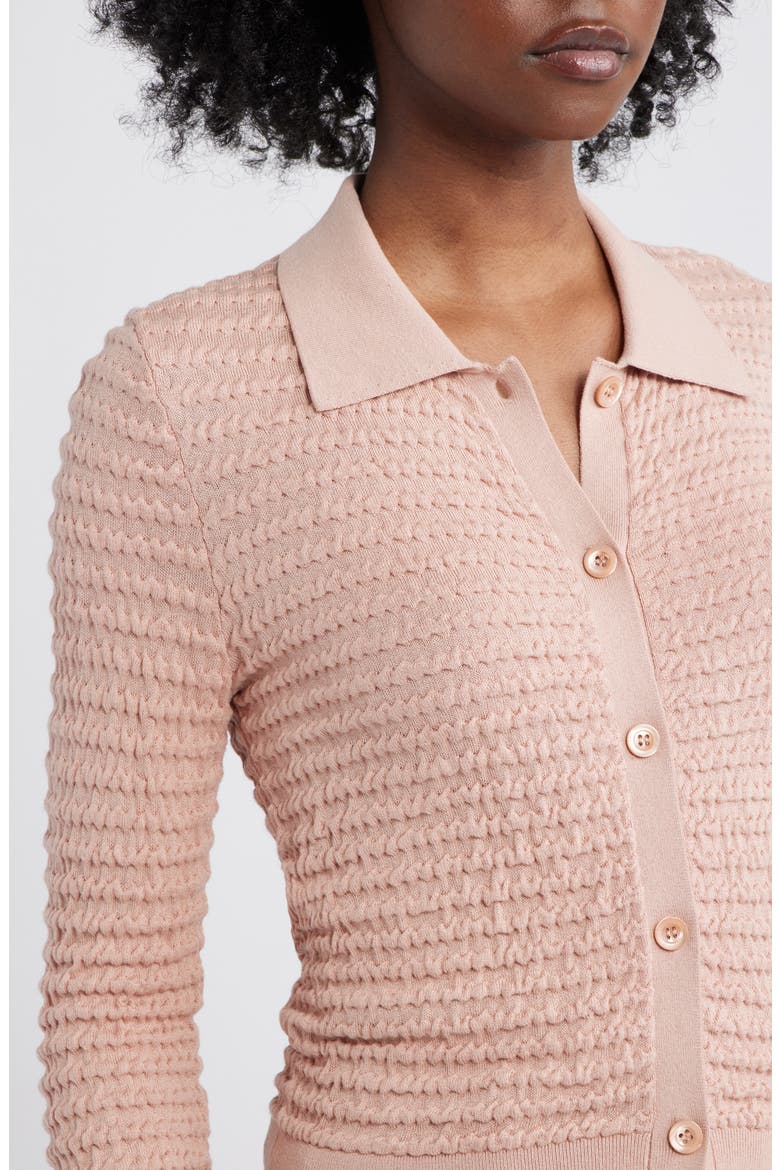 The Smocked Silk & Cotton Cardigan, Alternate, color, LIGHT PINK